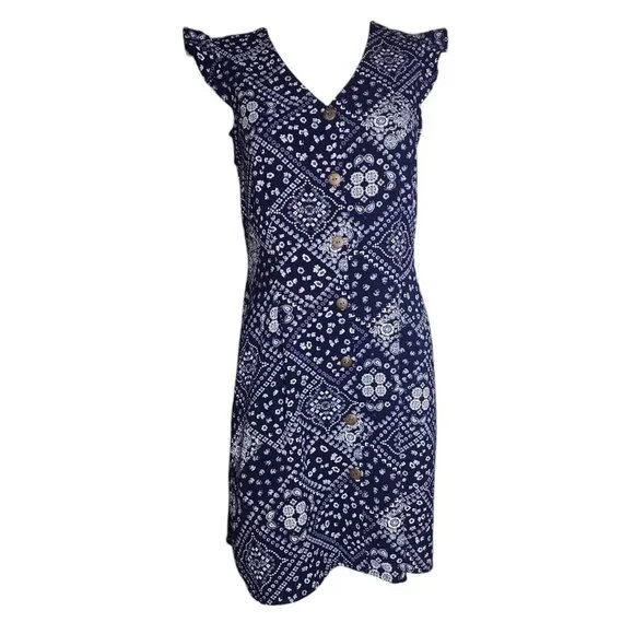 princess polly baby blue dress Just Taylor Dress Womens Blue Tan Floral Patchwork Boho Peasant Chiffon main image 0